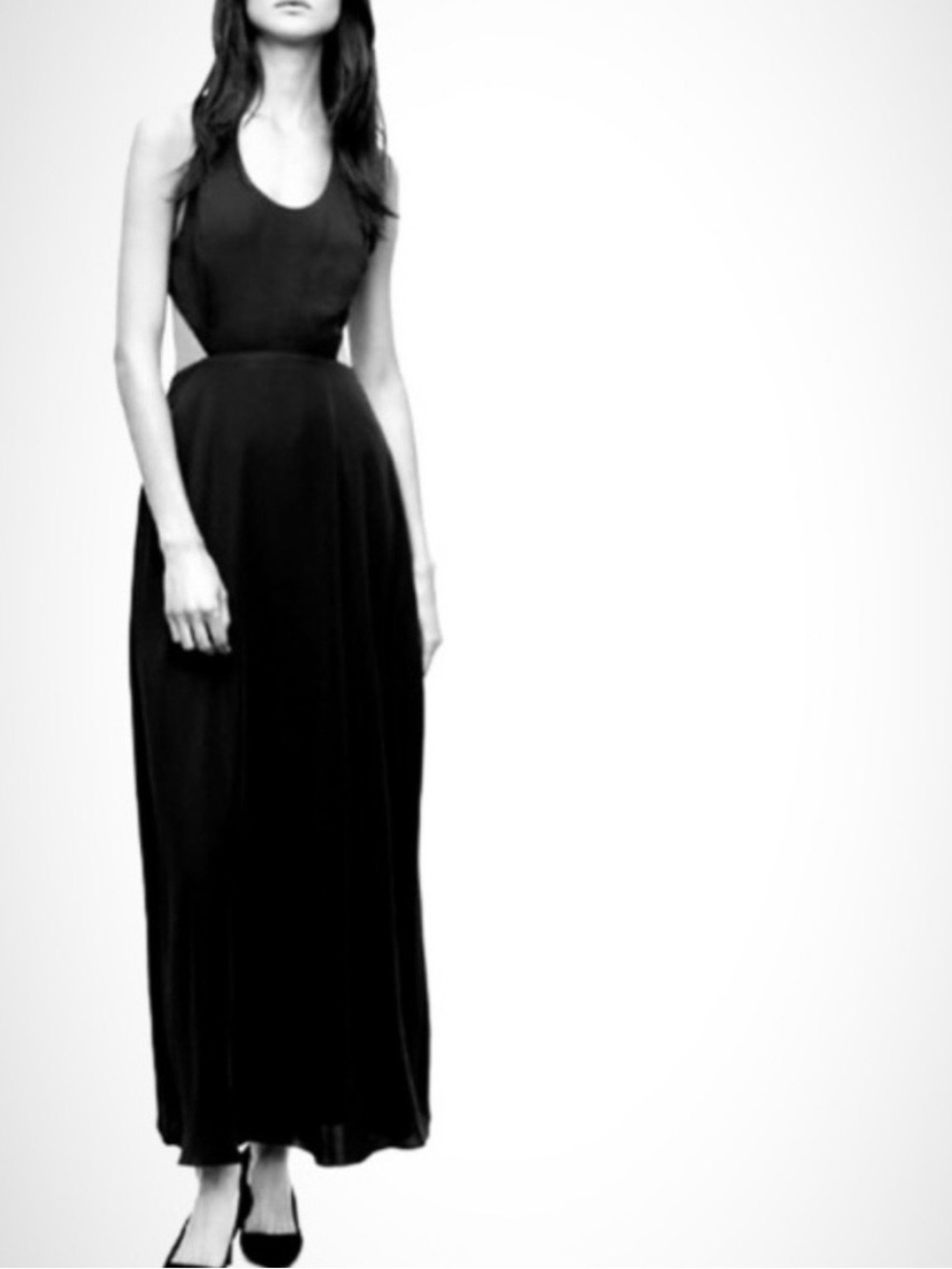 NWT Aritzia Talula Black Peekaboo Maxi Dress, Size Medium
